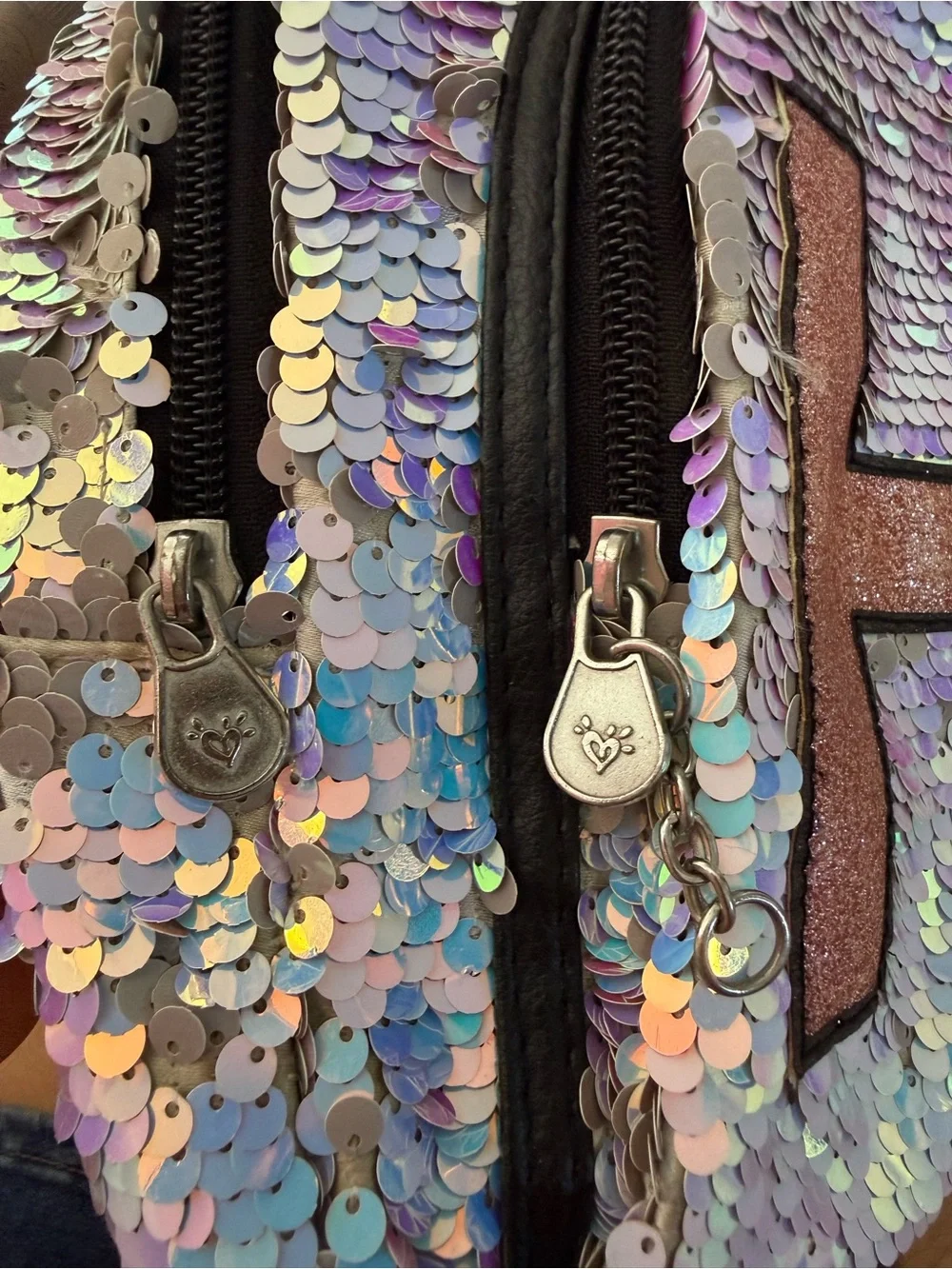 Justice Iridescent Sequin Mini Backpack with Glitter 'H' Accent